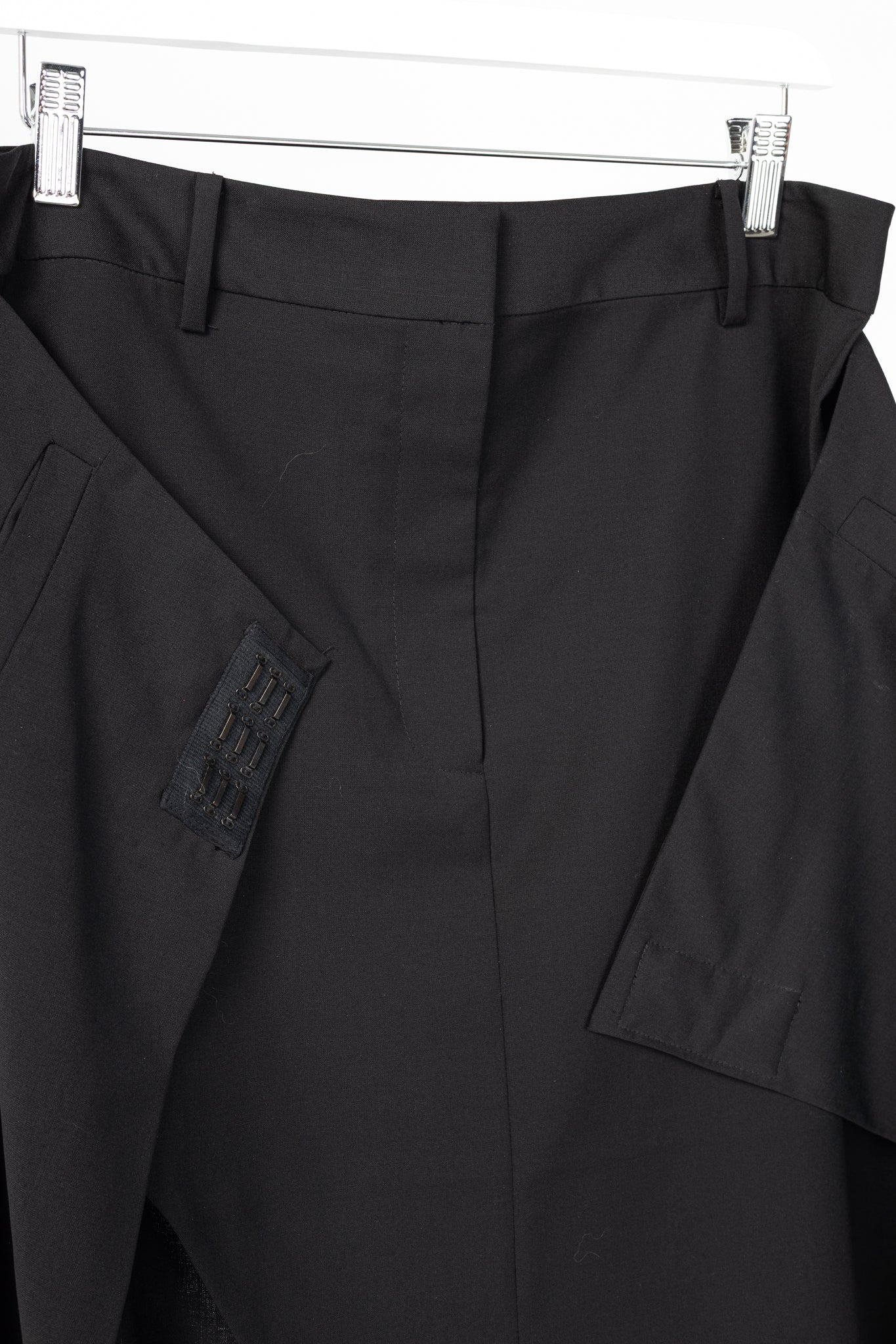 Tibi Black Tropical Wool Wrap Trouser Skirt