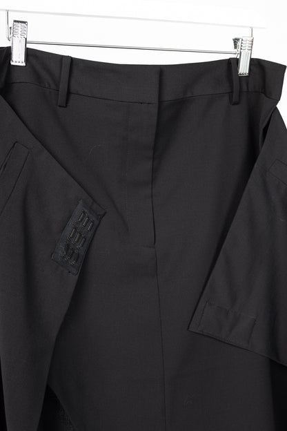 Tibi Black Tropical Wool Wrap Trouser Skirt