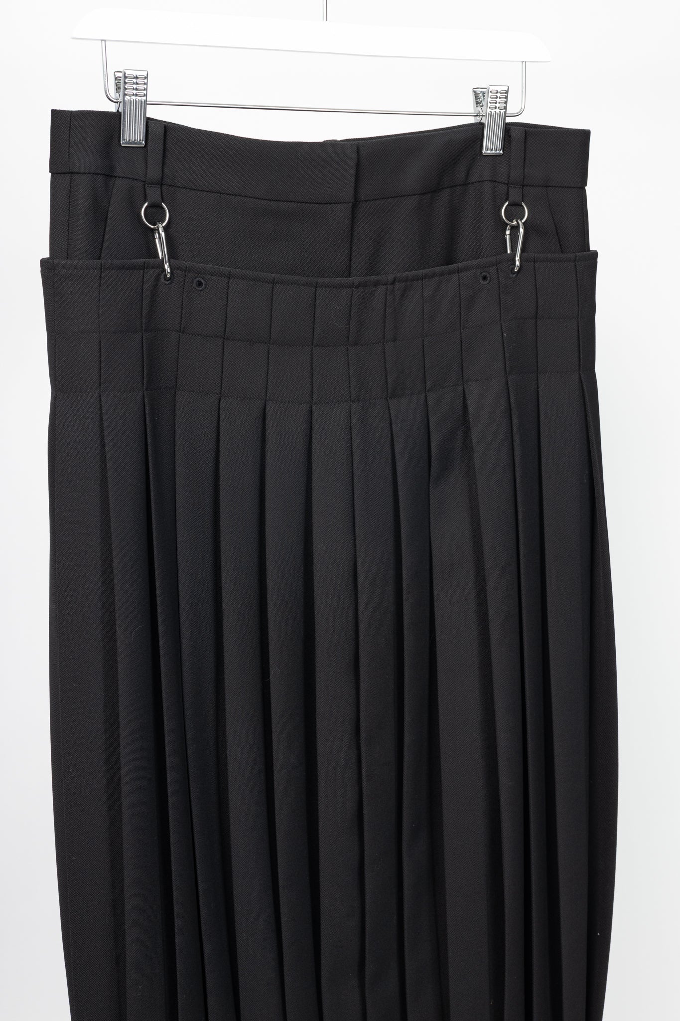 Tibi Black Wool Grain De Poudre Convertible Pleated Skirt