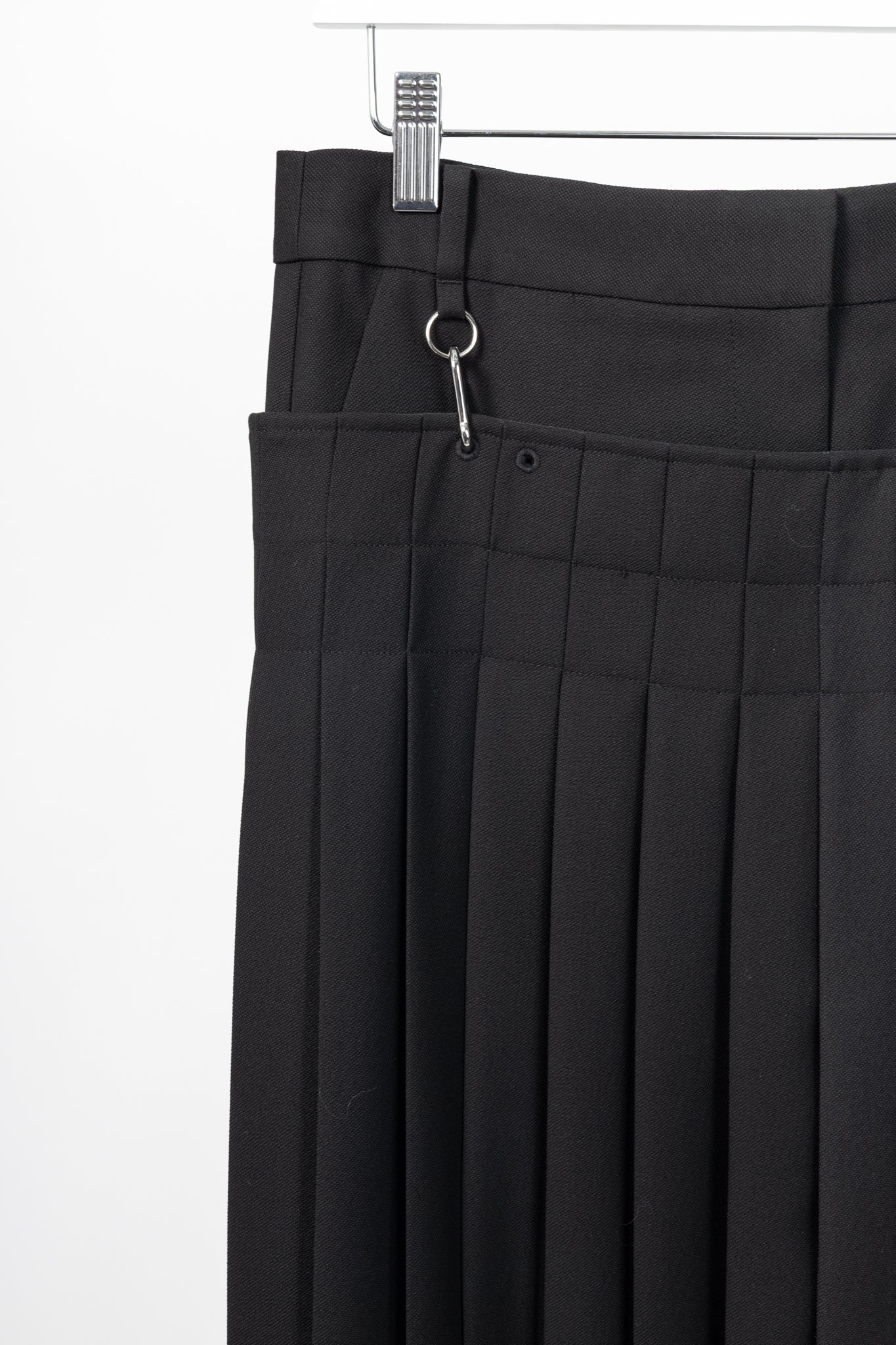 Tibi Black Wool Grain De Poudre Convertible Pleated Skirt
