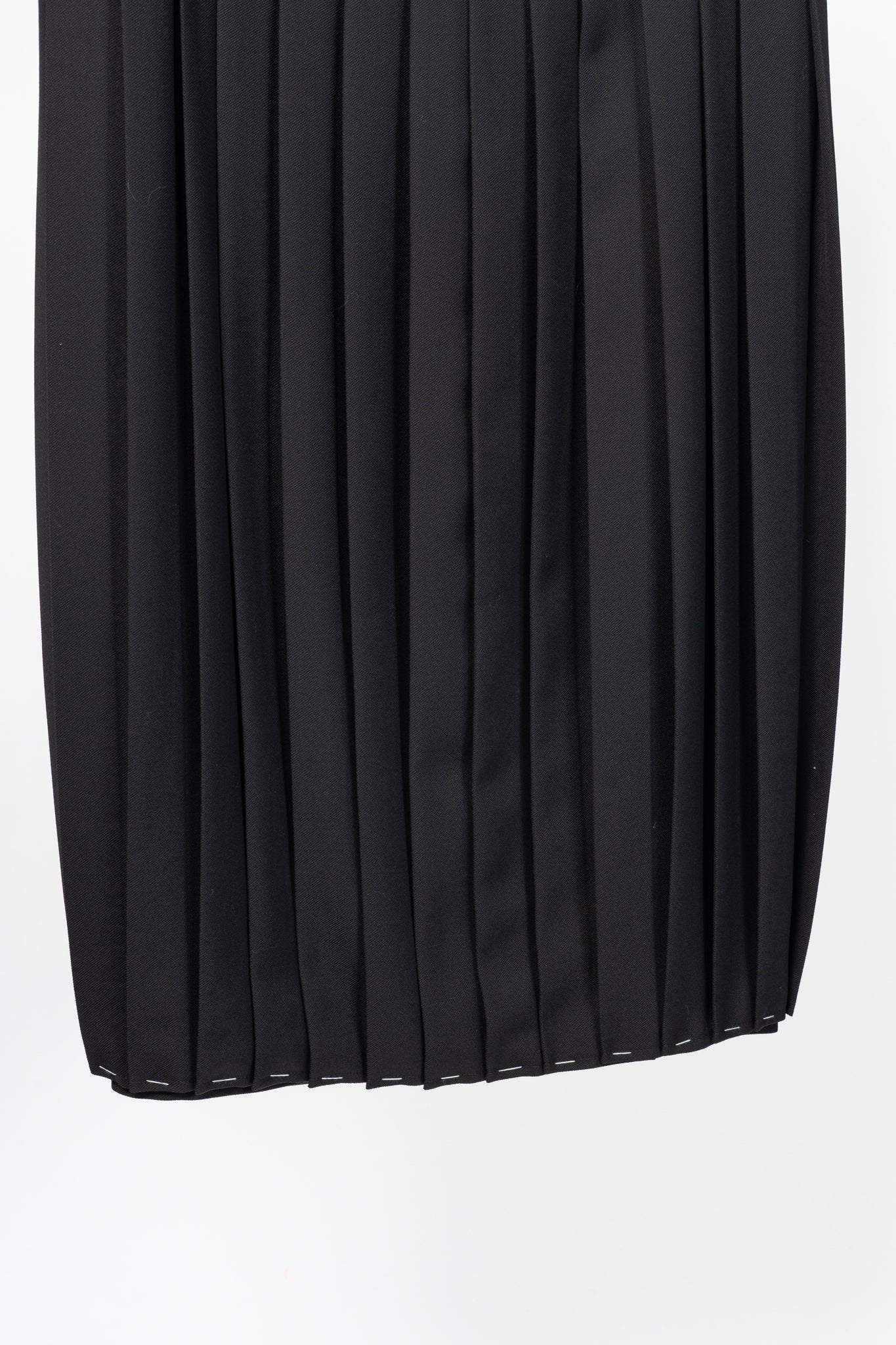 Tibi Black Wool Grain De Poudre Convertible Pleated Skirt