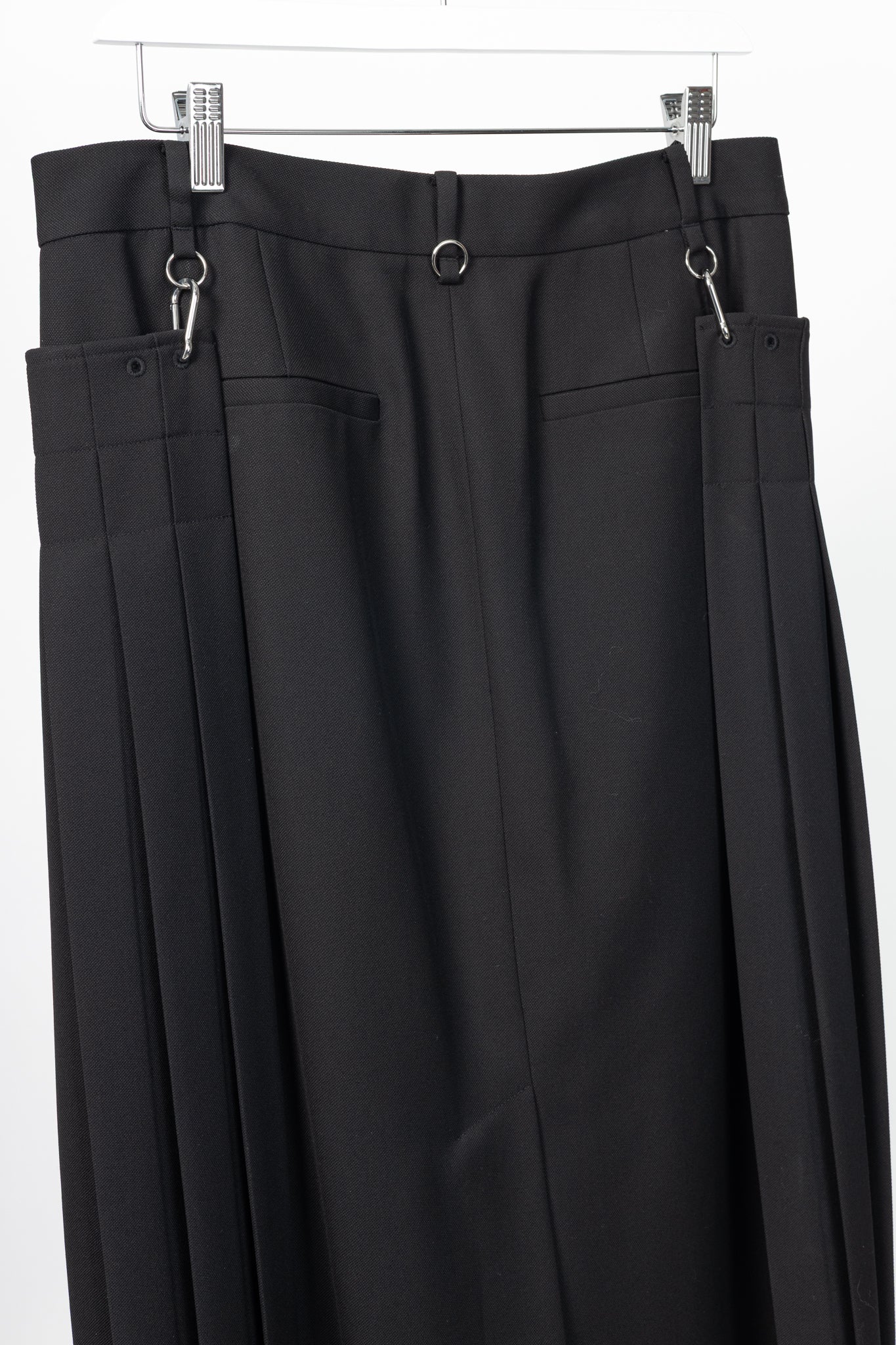 Tibi Black Wool Grain De Poudre Convertible Pleated Skirt