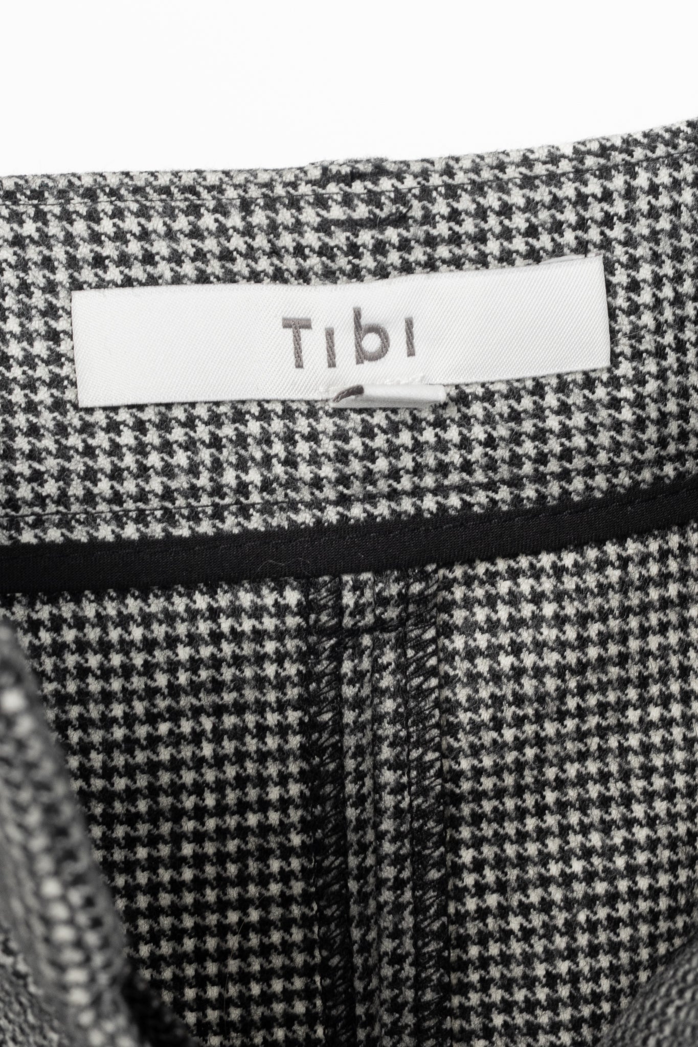 Tibi Black & Ivory Baby Houndstooth Slouch Skirt