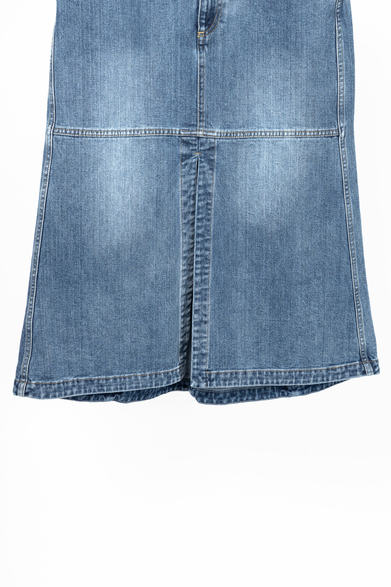 Tibi Classic Blue Wash Denim Midi Skirt