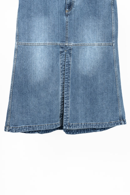 Tibi Classic Blue Wash Denim Midi Skirt