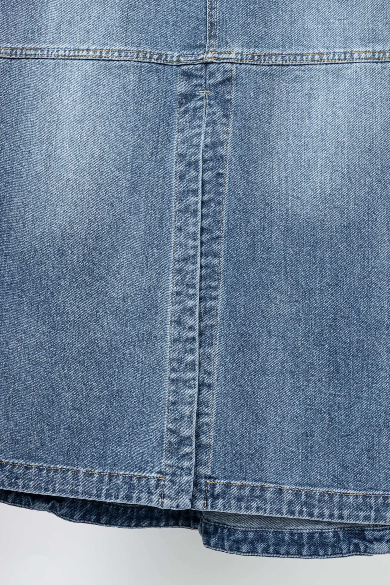 Tibi Classic Blue Wash Denim Midi Skirt