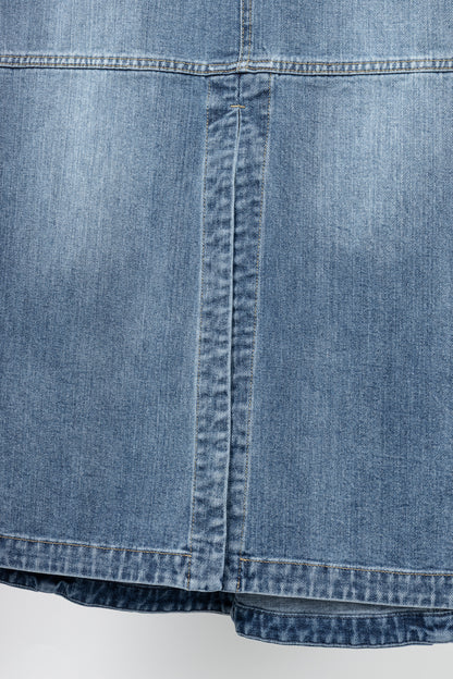 Tibi Classic Blue Wash Denim Midi Skirt
