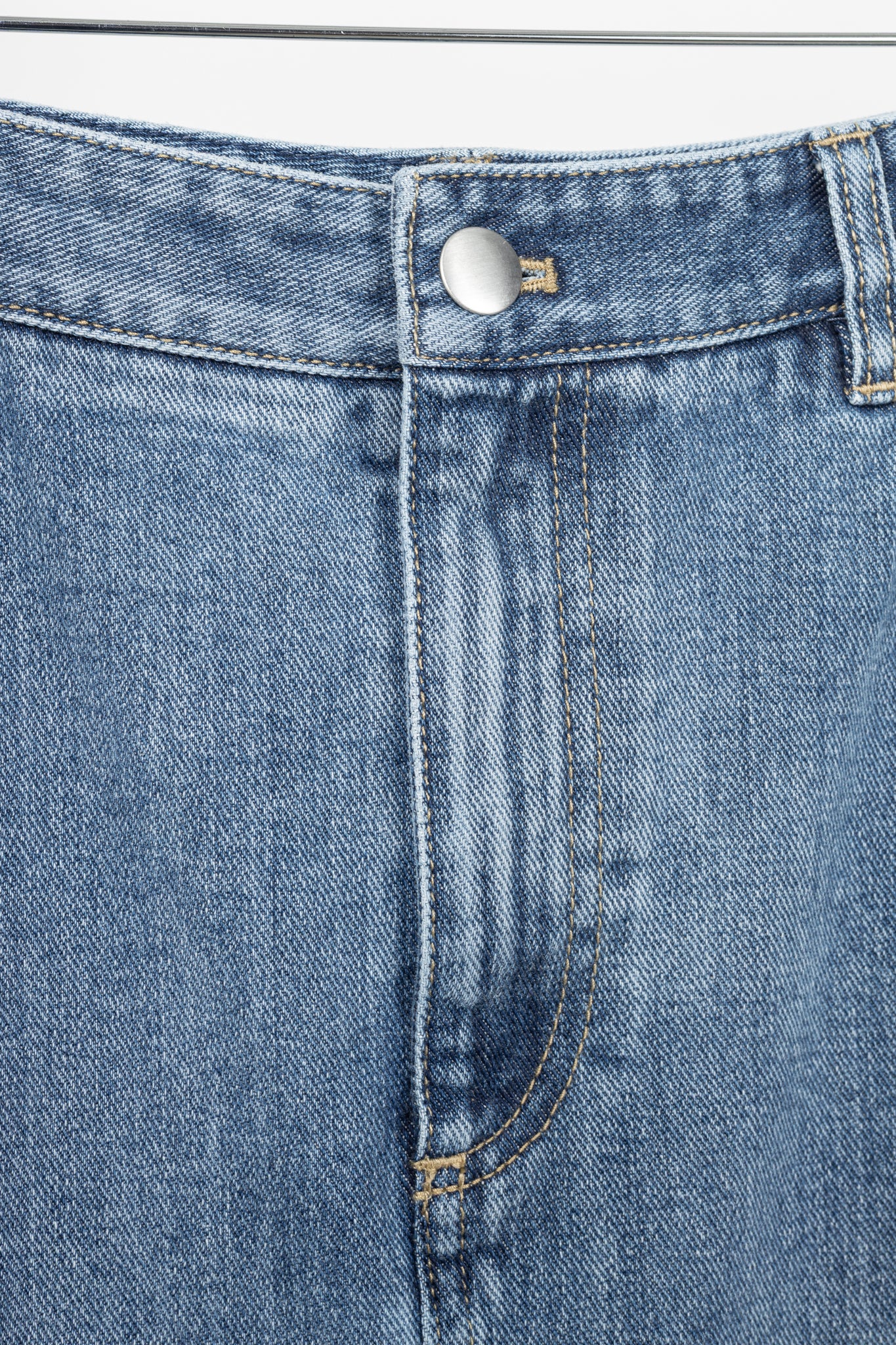 Tibi Classic Blue Wash Denim Midi Skirt