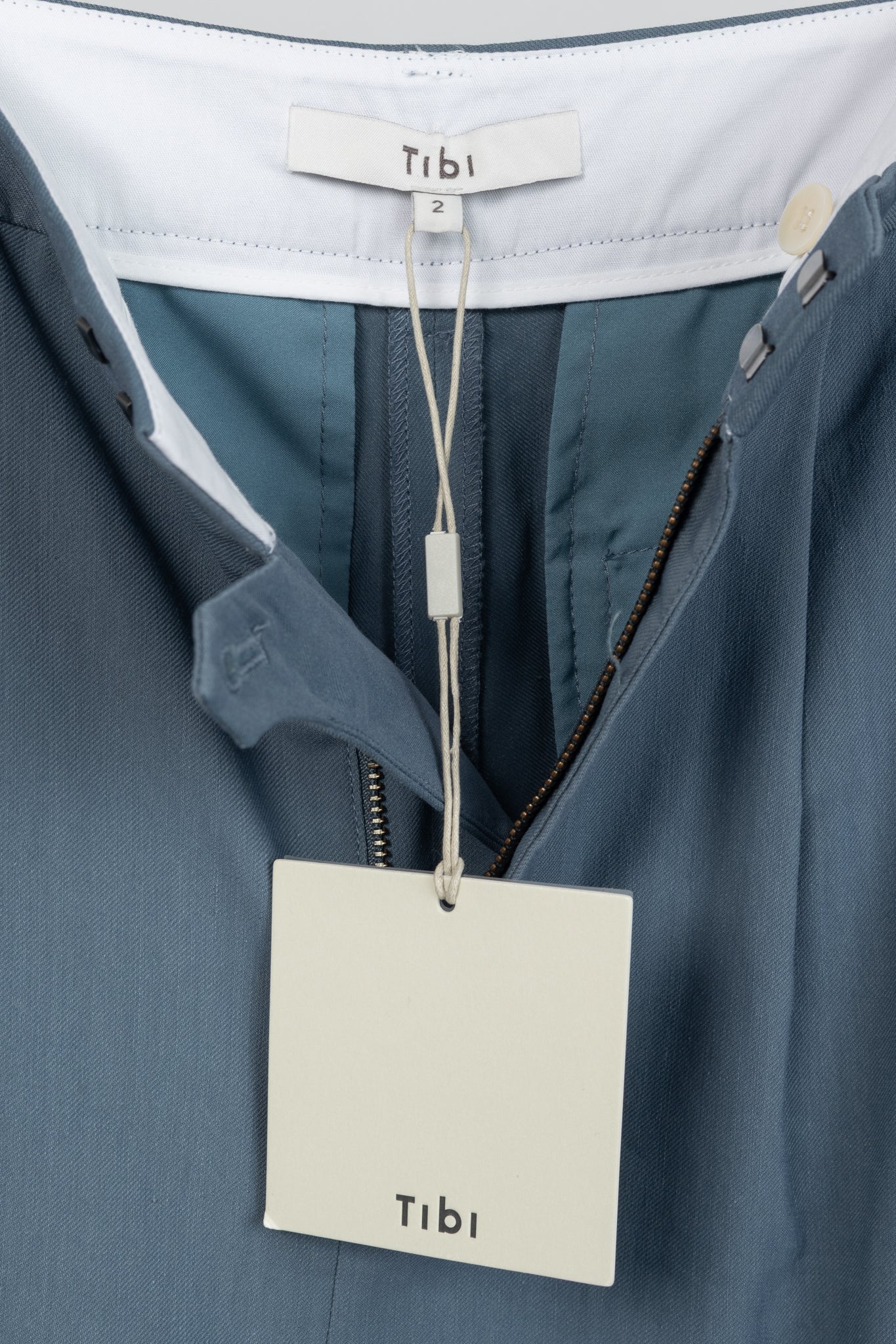 Tibi Stella Blue Grey Fluid Suiting Pant