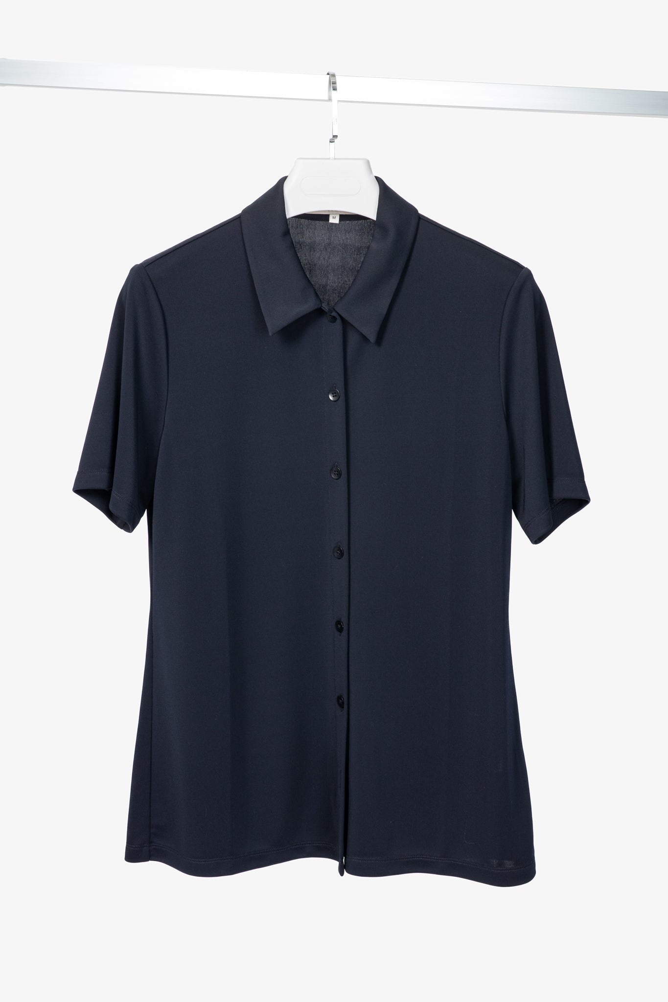 Tibi Navy Harlow Jersey Slim Short Sleeve Shirt