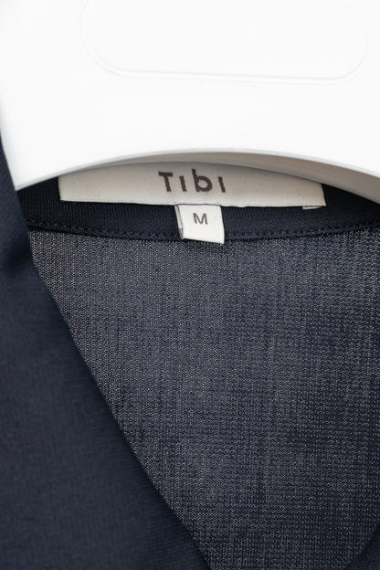 Tibi Navy Harlow Jersey Slim Short Sleeve Shirt