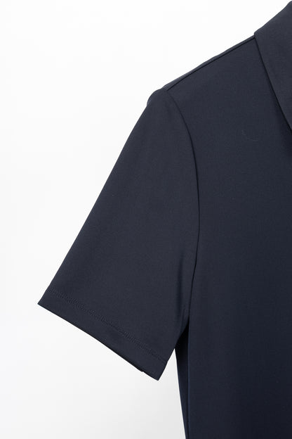 Tibi Navy Harlow Jersey Slim Short Sleeve Shirt
