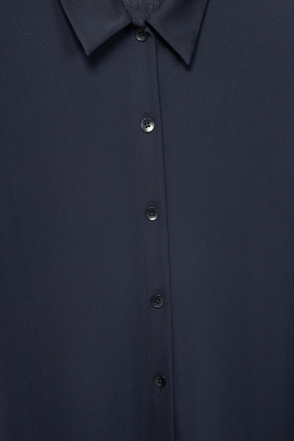 Tibi Navy Harlow Jersey Slim Short Sleeve Shirt