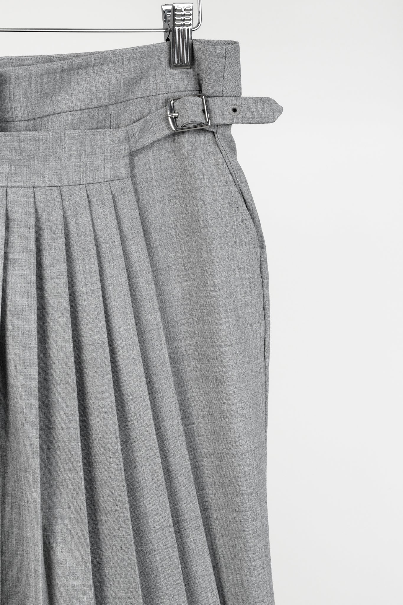 Tibi Grey Stretch-Wool Layered-Pleated Pants