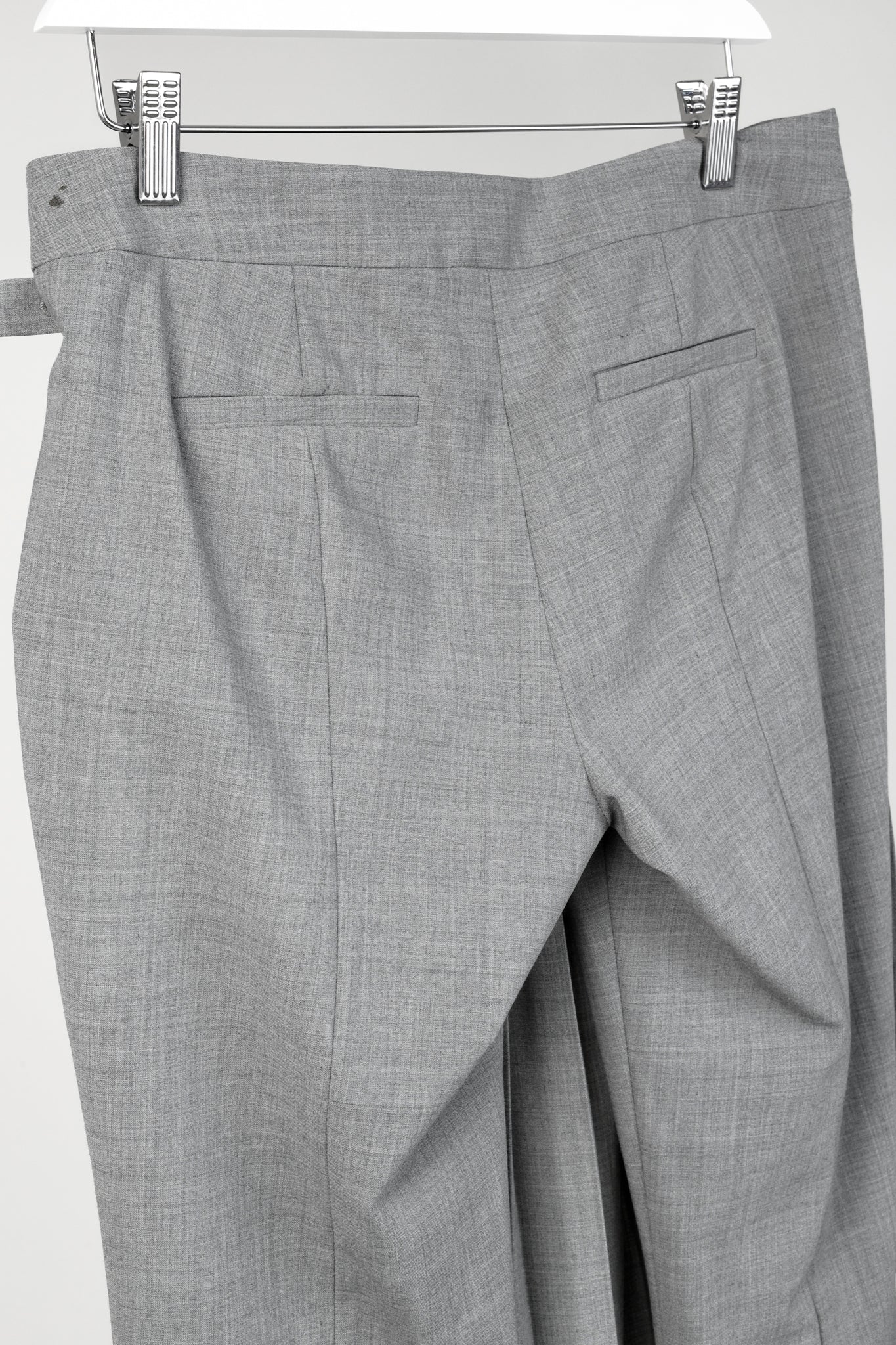 Tibi Grey Stretch-Wool Layered-Pleated Pants