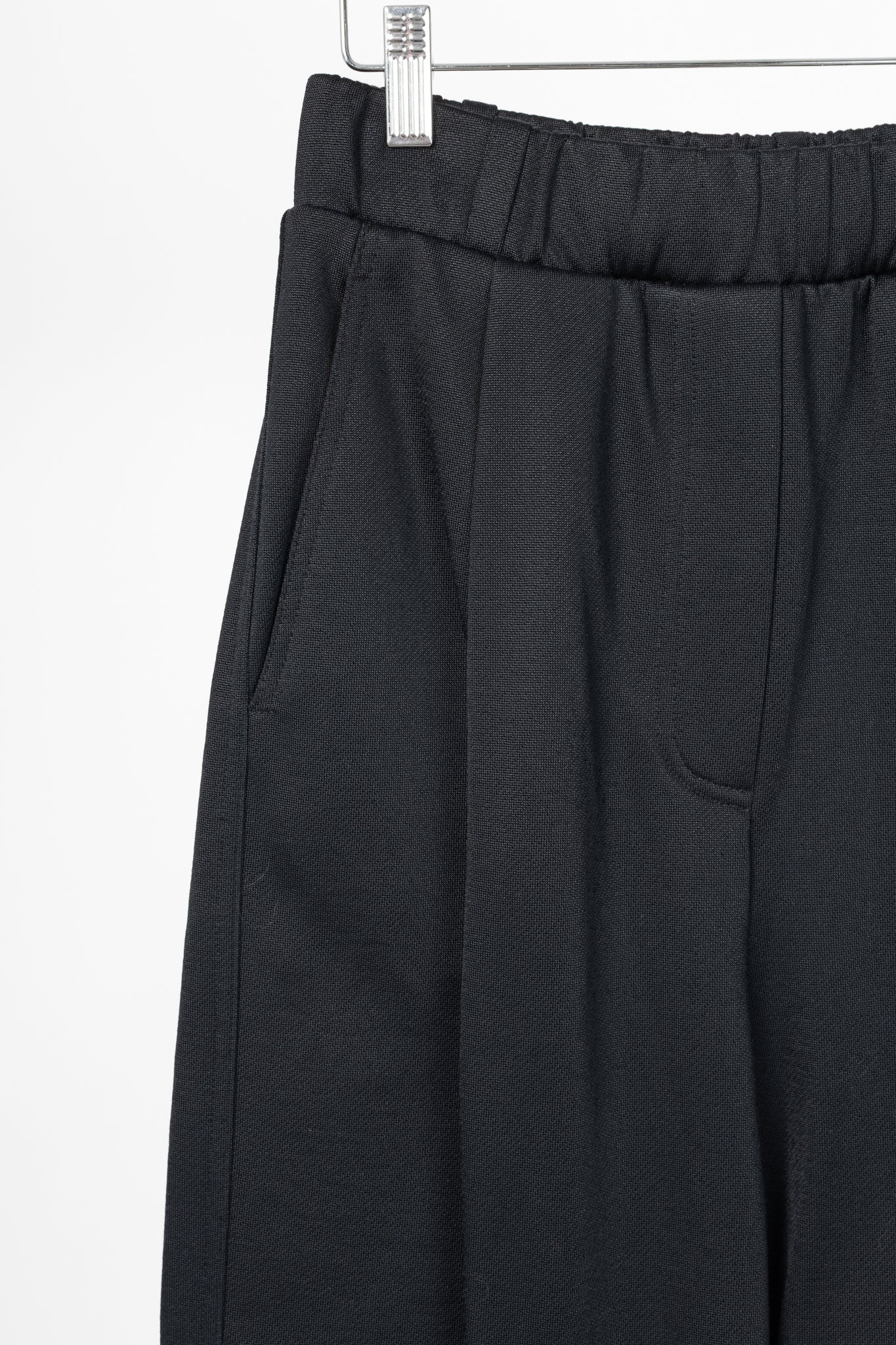 Tibi Black Silk Terry Pleated Pull On Pant