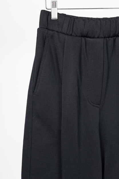 Tibi Black Silk Terry Pleated Pull On Pant