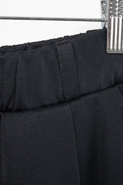 Tibi Black Silk Terry Pleated Pull On Pant