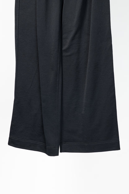 Tibi Black Silk Terry Pleated Pull On Pant