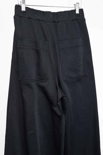 Tibi Black Silk Terry Pleated Pull On Pant