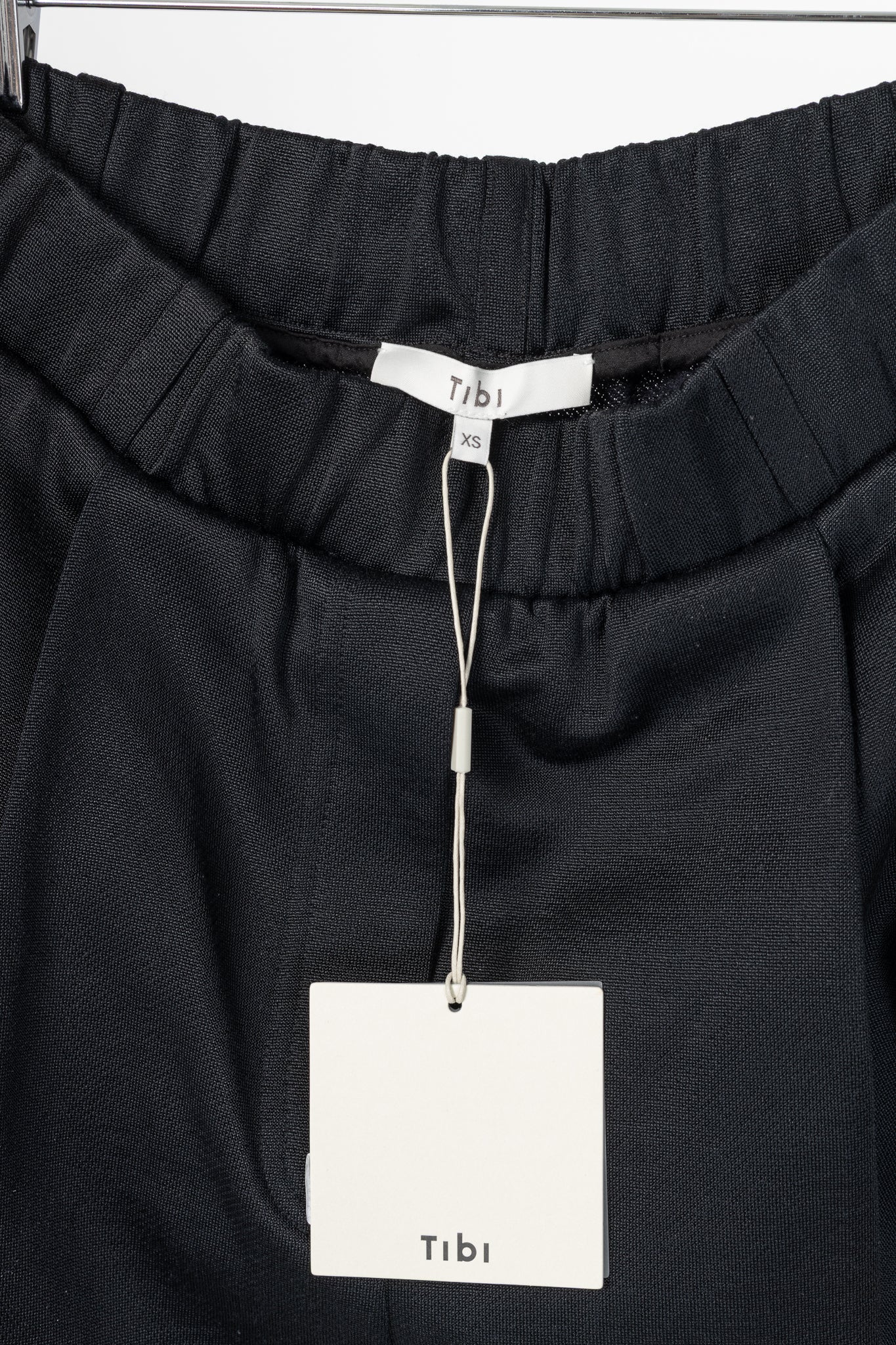 Tibi Black Silk Terry Pleated Pull On Pant