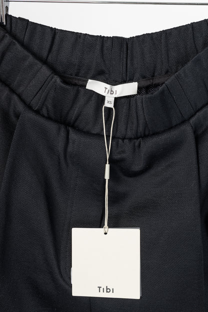 Tibi Black Silk Terry Pleated Pull On Pant