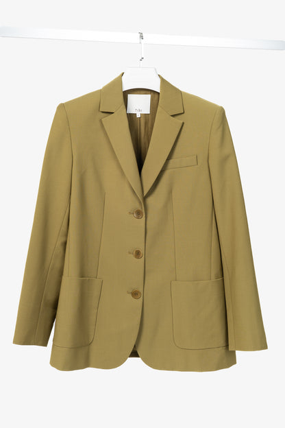 Tibi Max Dark Hazel Tropical-Wool Blazer