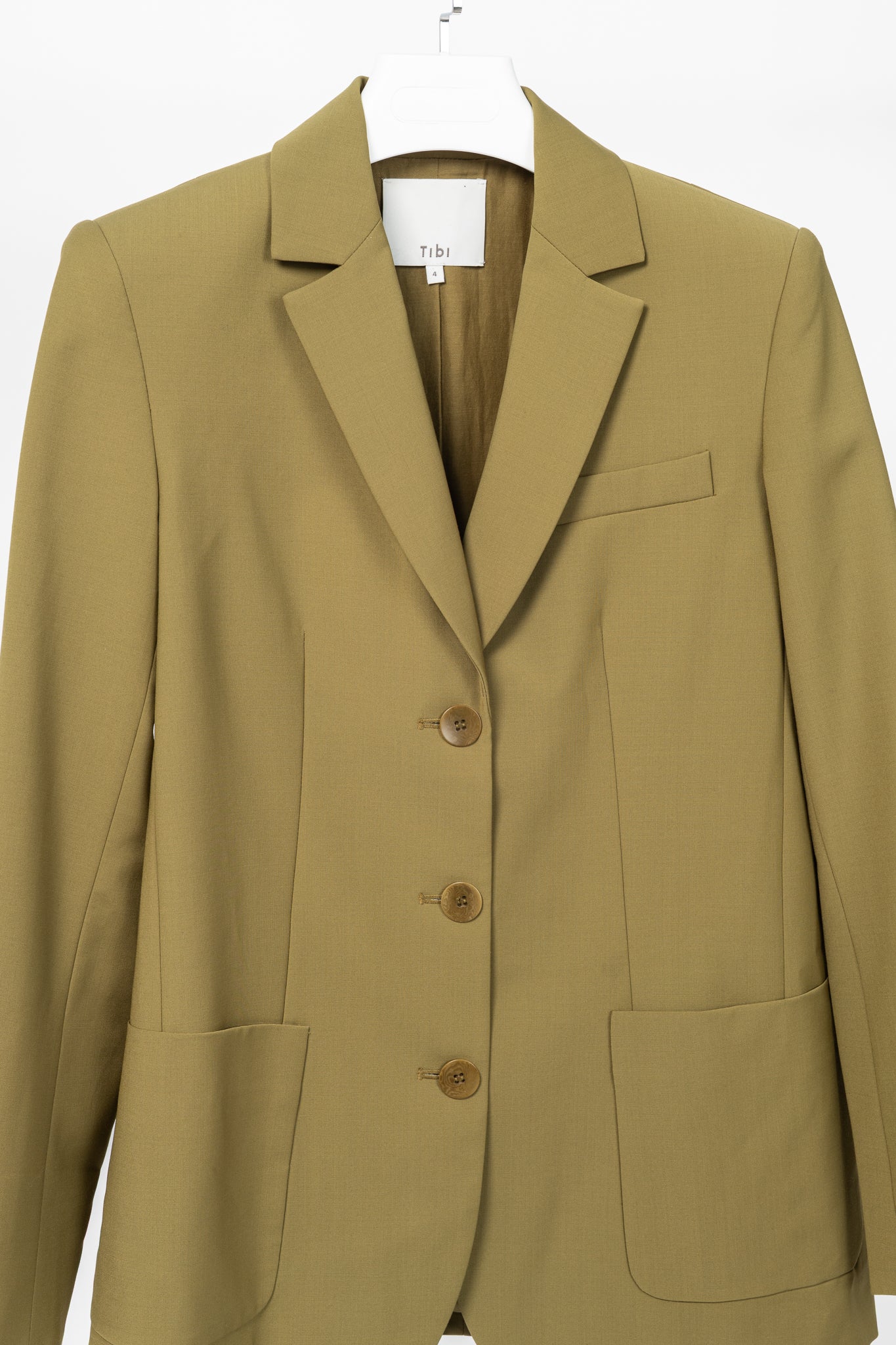Tibi Max Dark Hazel Tropical-Wool Blazer