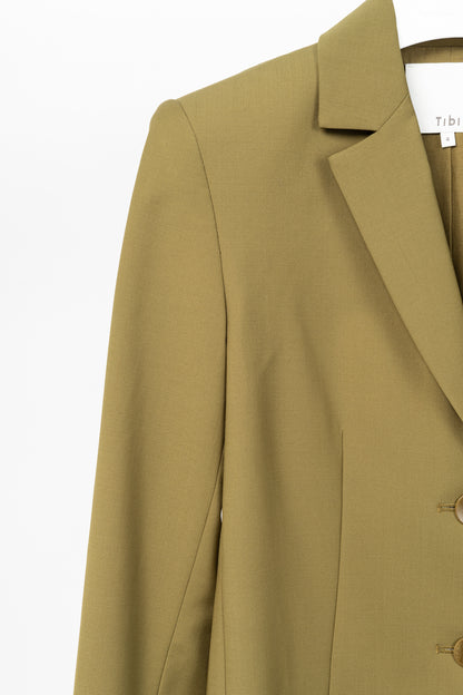Tibi Max Dark Hazel Tropical-Wool Blazer