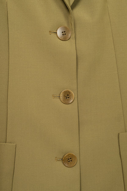Tibi Max Dark Hazel Tropical-Wool Blazer