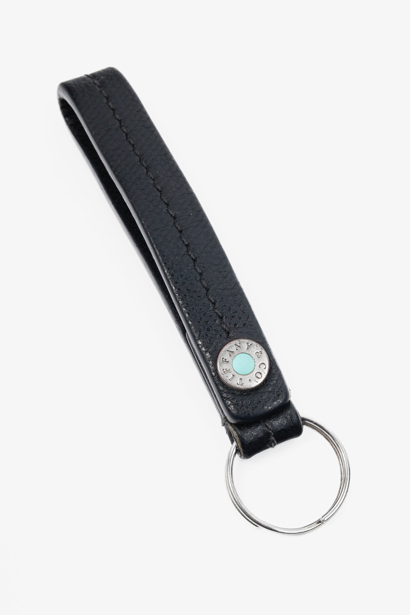 Tiffany & Co. Black Leather Snap Loop Keychain
