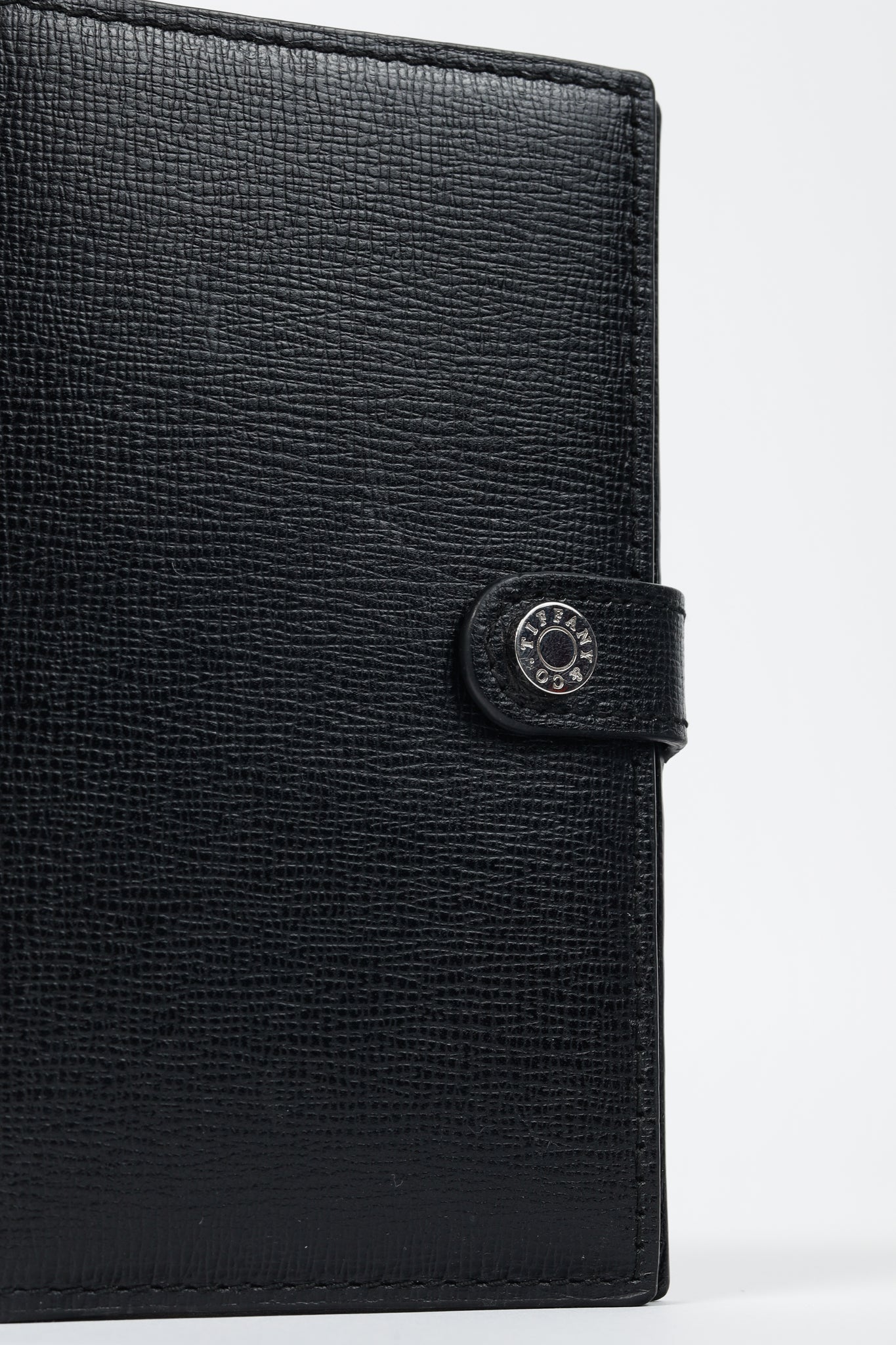 Tiffany & Co. Black Grained-Leather Snap-Closure Passport Cover