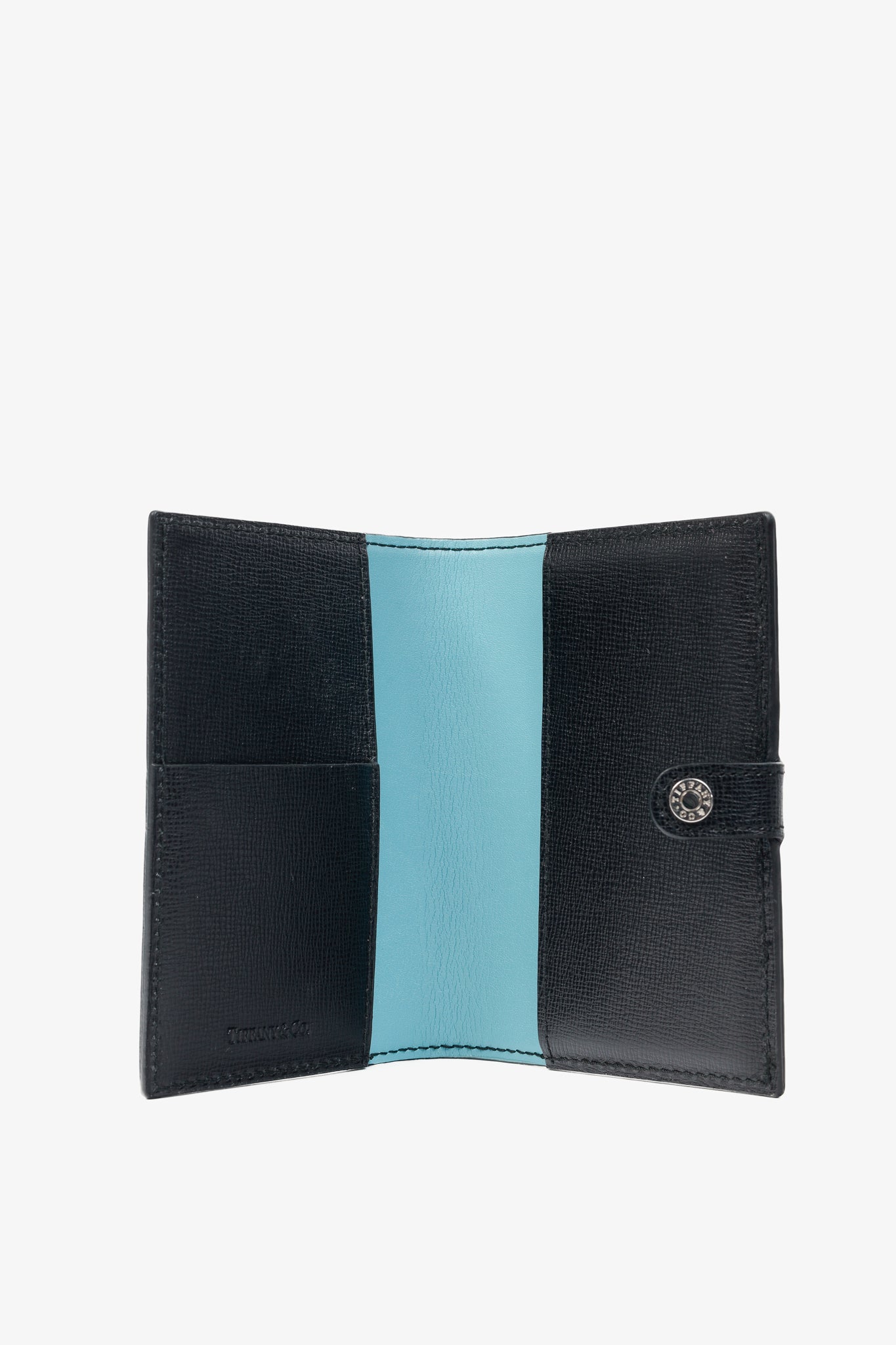 Tiffany & Co. Black Grained-Leather Snap-Closure Passport Cover