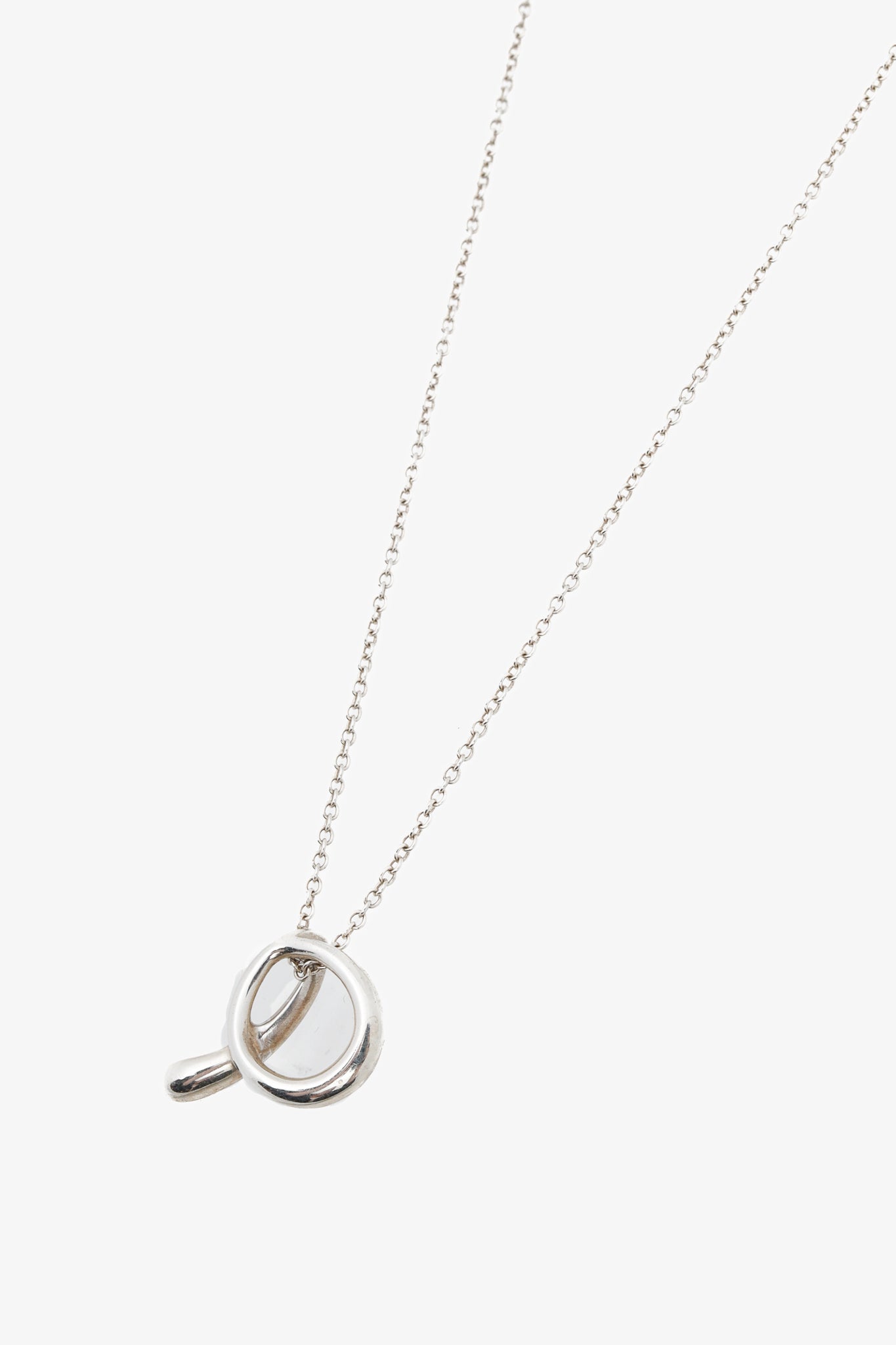 Tiffany & Co. Elsa Peretti Alphabet Letter A Pendant 925 Sterling Silver Necklace