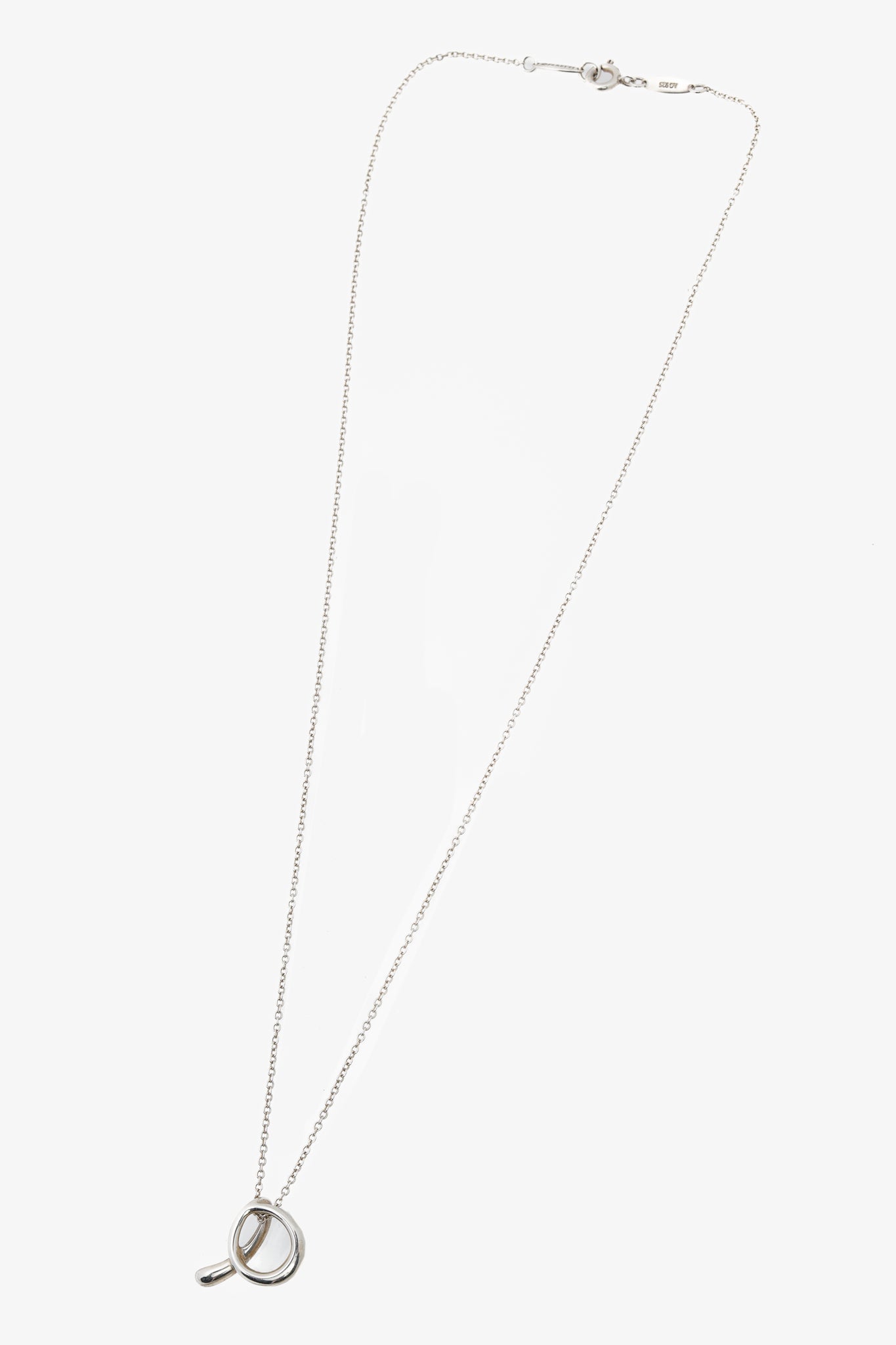 Tiffany & Co. Elsa Peretti Alphabet Letter A Pendant 925 Sterling Silver Necklace