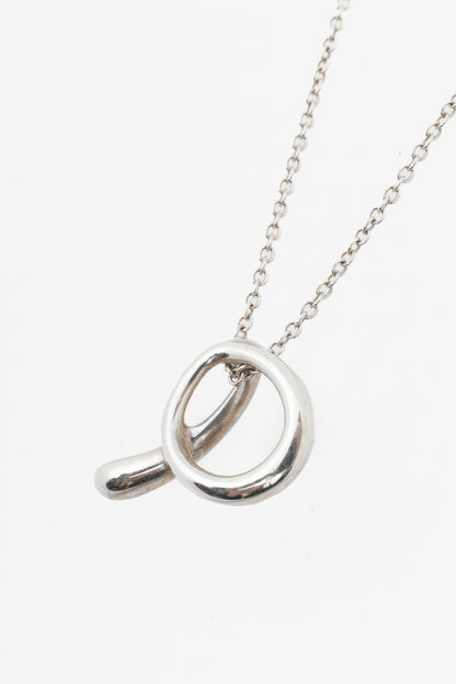 Tiffany & Co. Elsa Peretti Alphabet Letter A Pendant 925 Sterling Silver Necklace