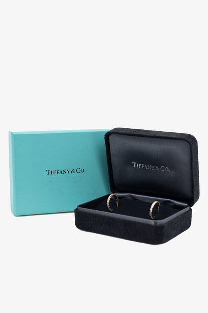 Tiffany & Co. Metro 18k Gold & Diamond Hoop Earrings