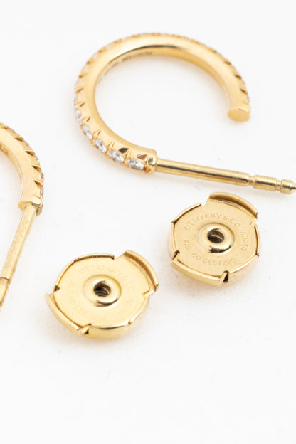 Tiffany & Co. Metro 18k Gold & Diamond Hoop Earrings