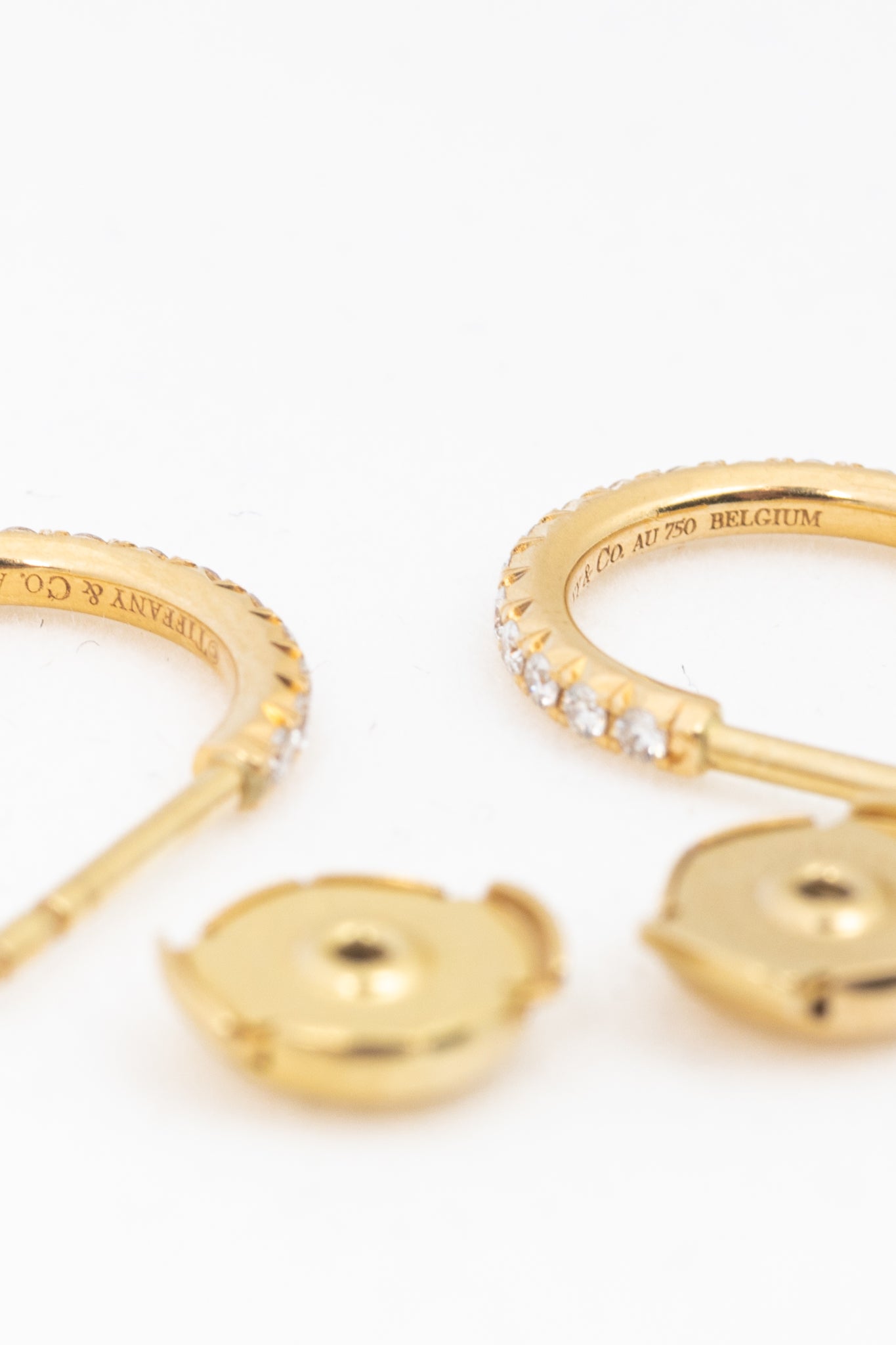 Tiffany & Co. Metro 18k Gold & Diamond Hoop Earrings