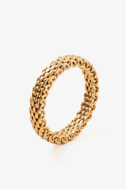 Tiffany Somerset Mesh Ring 18K Yellow Gold Au 750