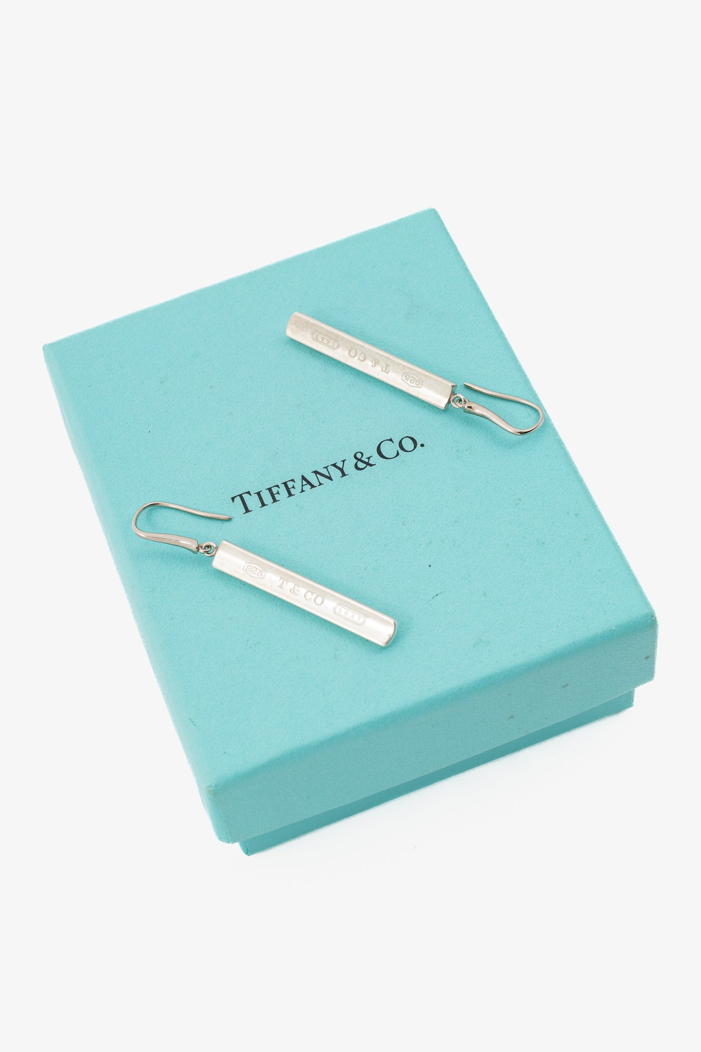 Tiffany & Co. 1837 Sterling Silver Bar Drop Earrings