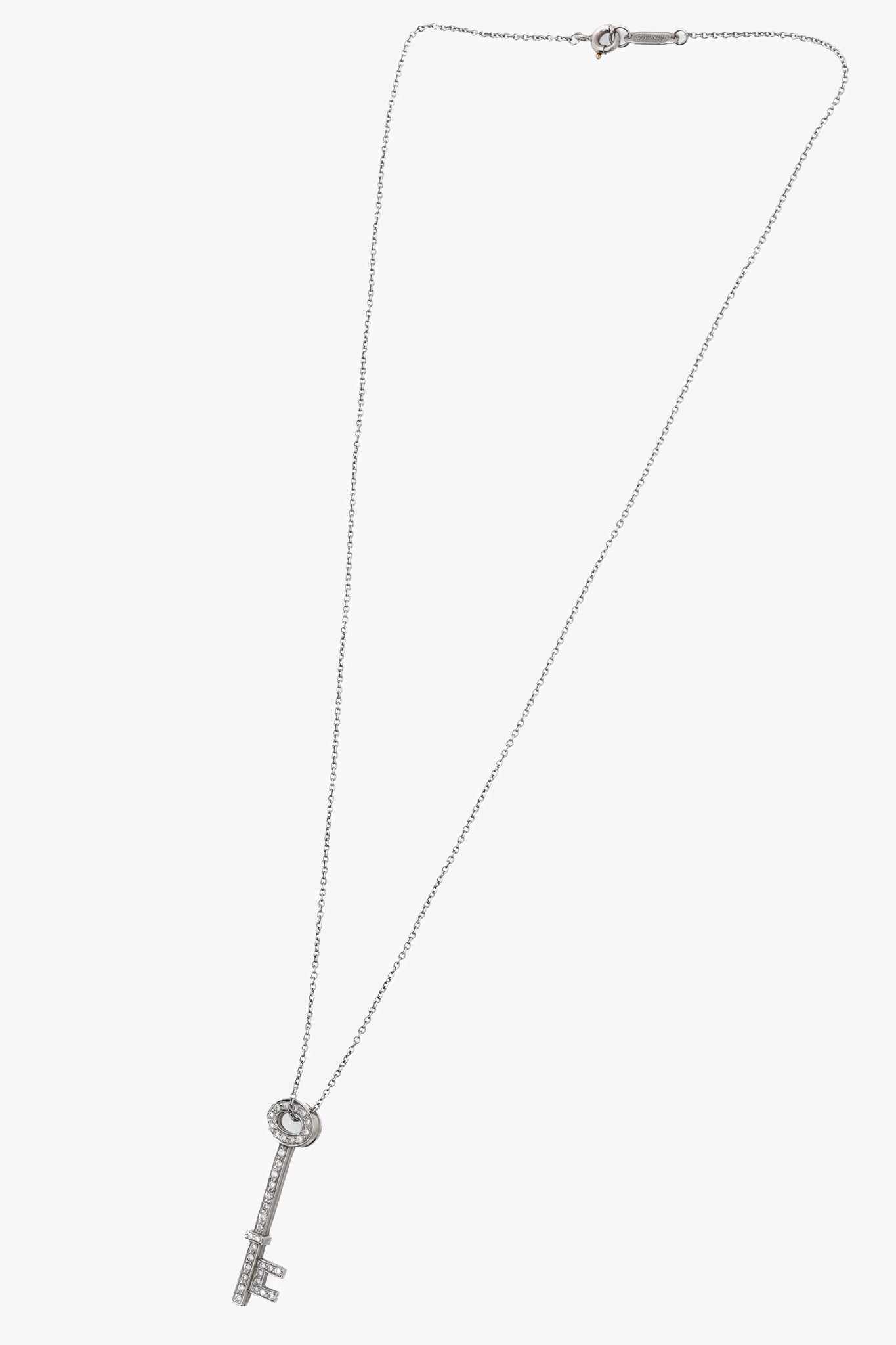 Tiffany & Co. Platinum 950 Diamond Key-Pendant Necklace