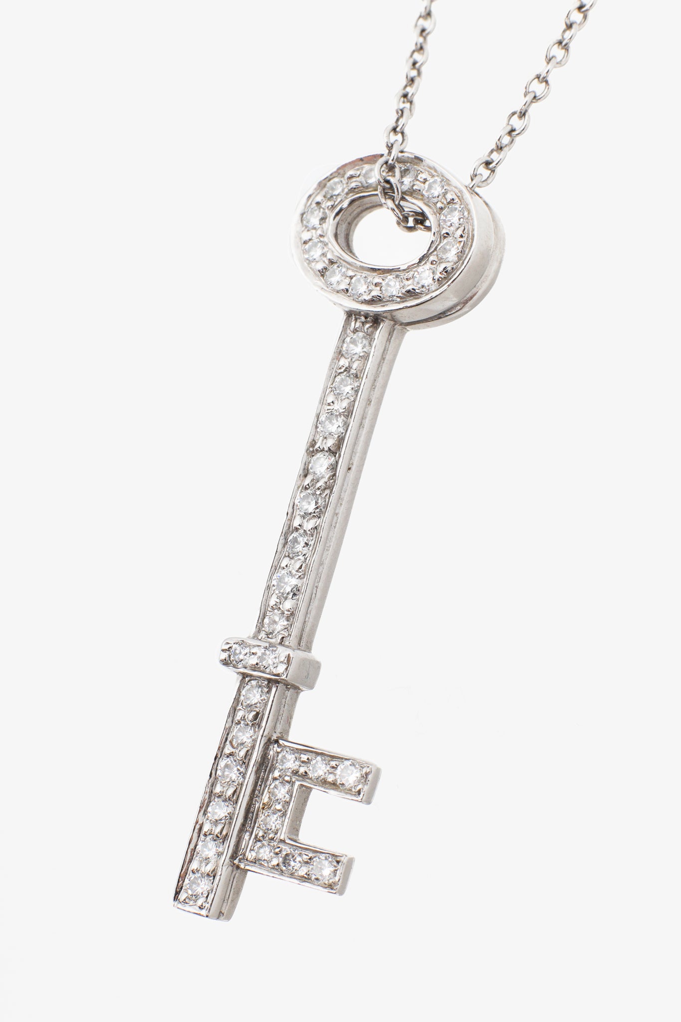 Tiffany & Co. Platinum 950 Diamond Key-Pendant Necklace