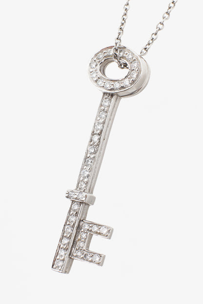 Tiffany & Co. Platinum 950 Diamond Key-Pendant Necklace