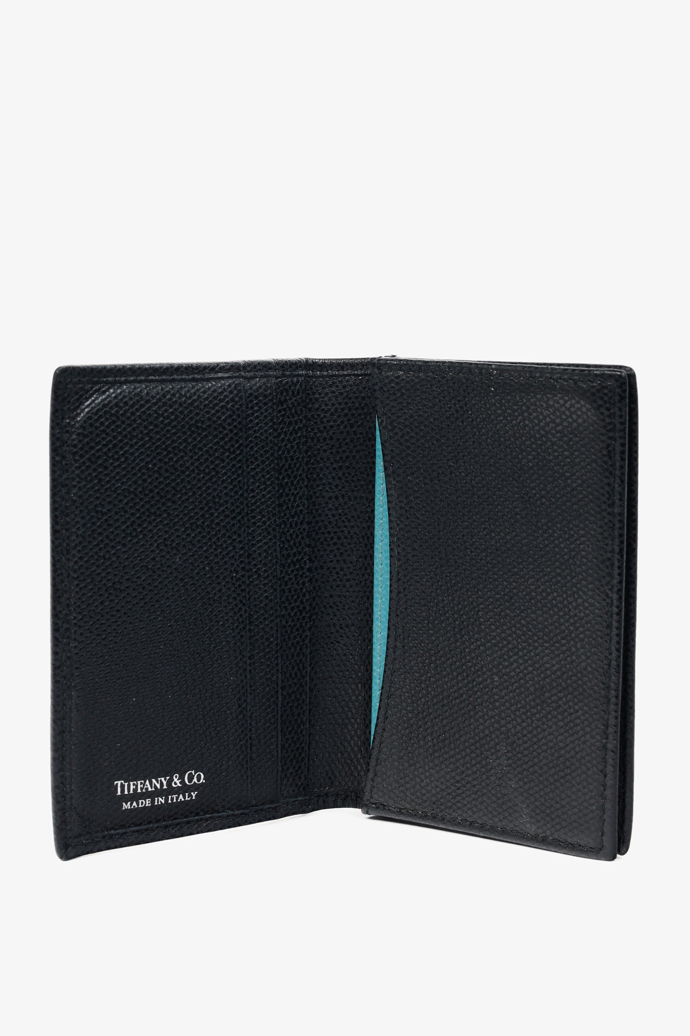 Tiffany & Co. Black Grained-Leather Bifold Card Holder