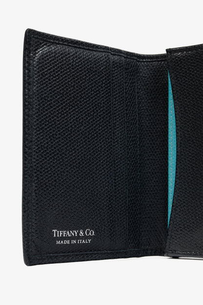 Tiffany & Co. Black Grained-Leather Bifold Card Holder