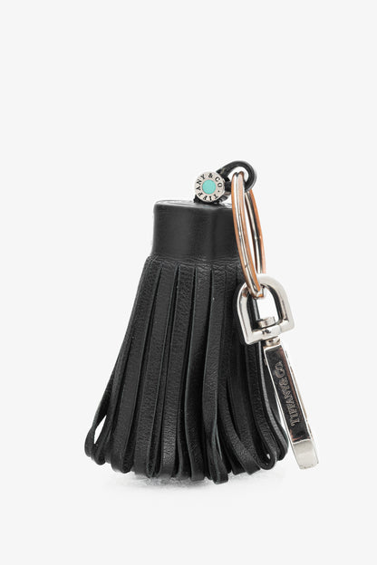 Tiffany & Co. Black Leather Fringe Tassel Keychain
