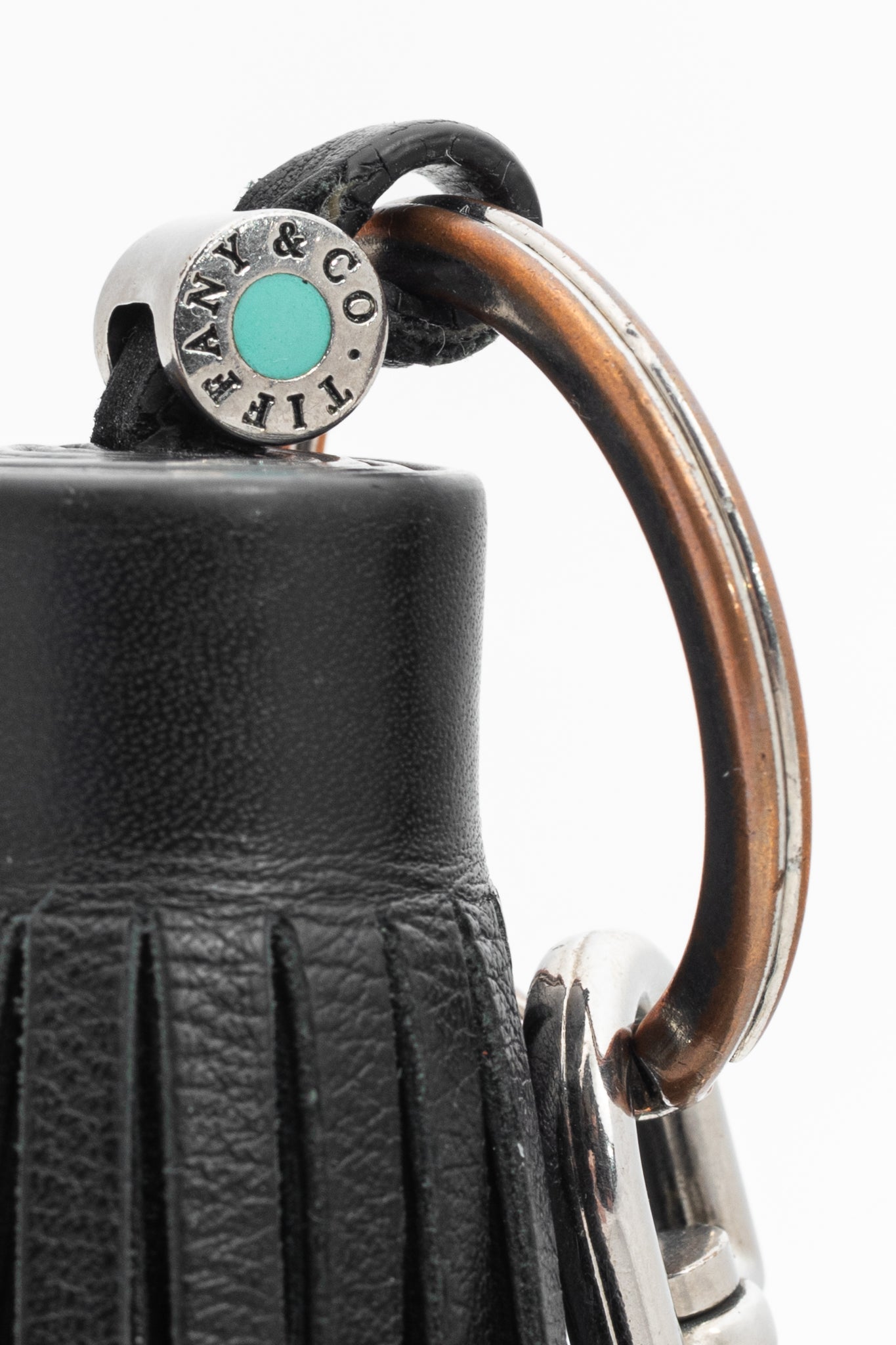 Tiffany & Co. Black Leather Fringe Tassel Keychain