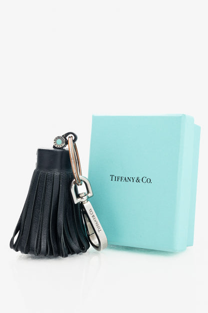 Tiffany & Co. Black Leather Fringe Tassel Keychain