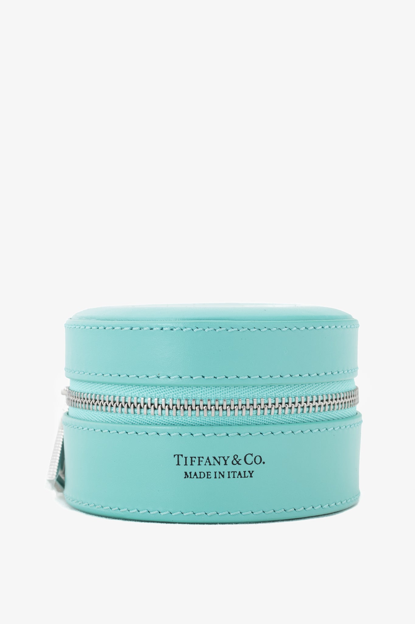 Tiffany & Co. Leather Tiffany Blue Round Jewelry Case